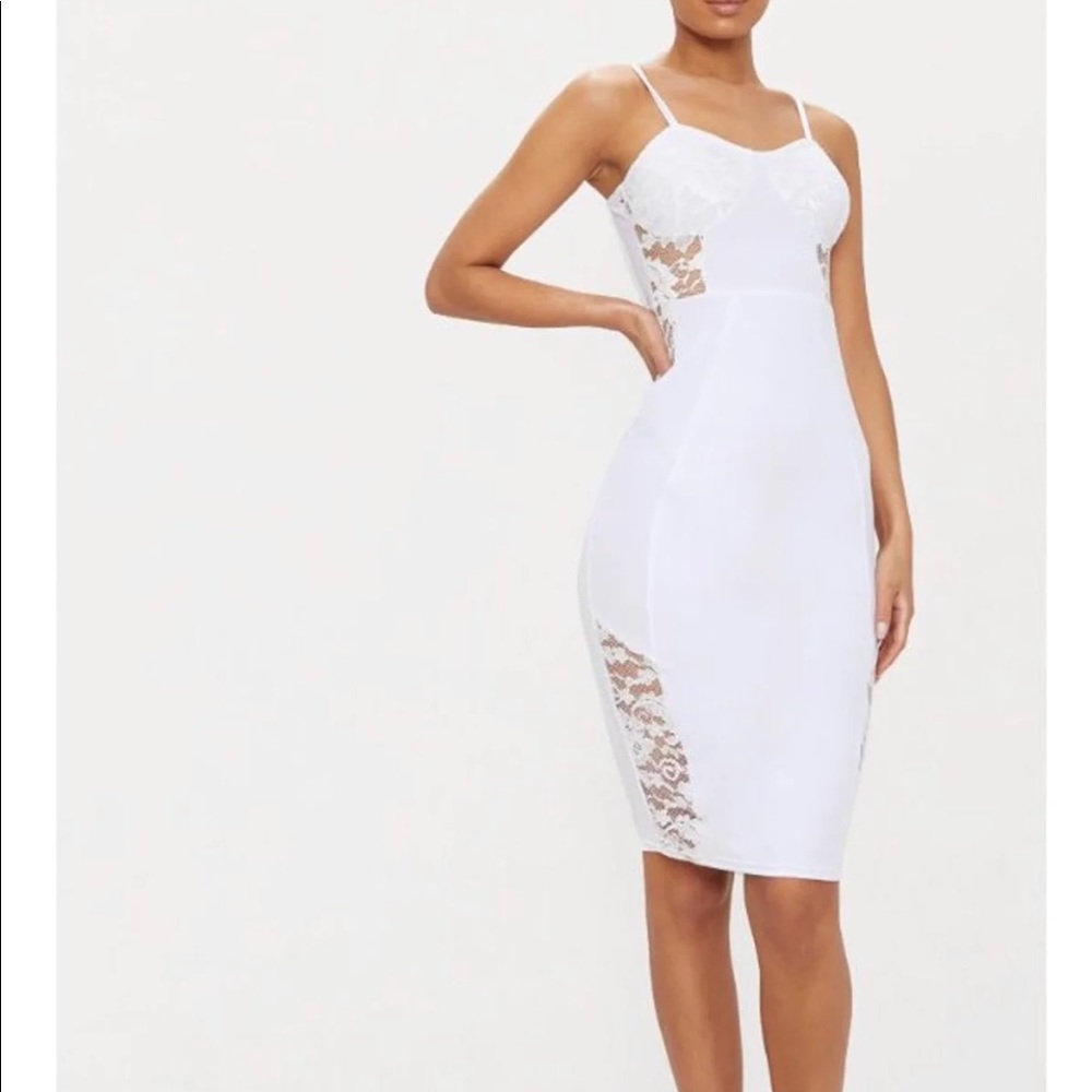 White lace strappy midi dress